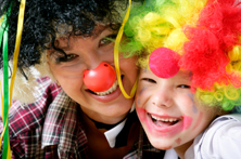 patch adams - clown woman and child