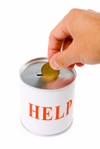 but I feel good - putting coin in a collection box
