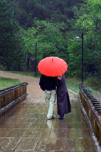 kissing bridge - under umbrella