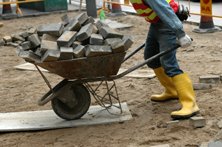 tired worker - wheelbarrow